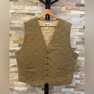 Vintage Eddie Bauer Beige Quilted Hunting Outdoorsmen's Vest E595 Men's Large